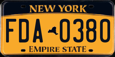NY license plate FDA0380