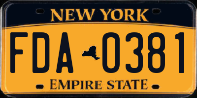 NY license plate FDA0381