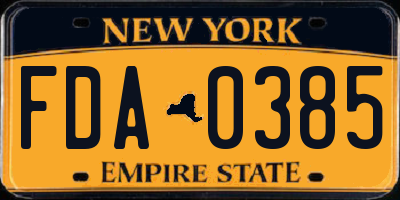NY license plate FDA0385