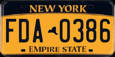 NY license plate FDA0386