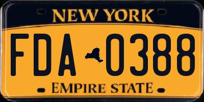 NY license plate FDA0388