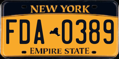 NY license plate FDA0389