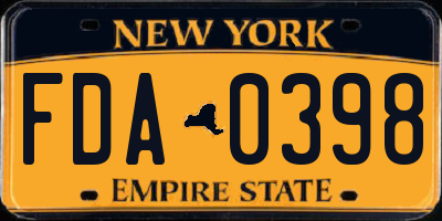 NY license plate FDA0398