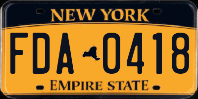 NY license plate FDA0418