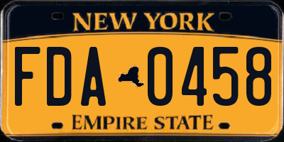 NY license plate FDA0458