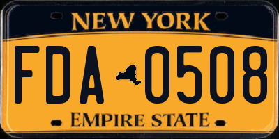 NY license plate FDA0508
