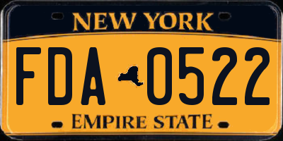 NY license plate FDA0522