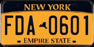 NY license plate FDA0601