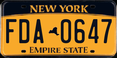 NY license plate FDA0647