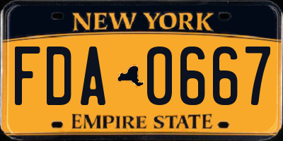 NY license plate FDA0667