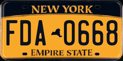 NY license plate FDA0668