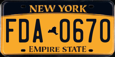 NY license plate FDA0670