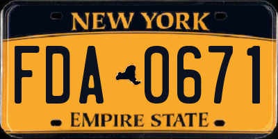 NY license plate FDA0671