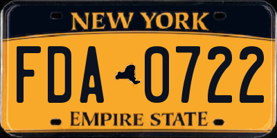 NY license plate FDA0722