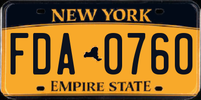 NY license plate FDA0760