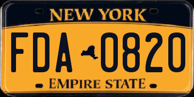 NY license plate FDA0820
