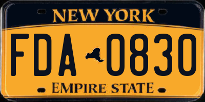 NY license plate FDA0830