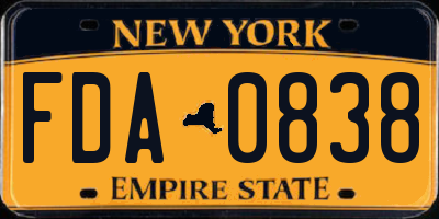 NY license plate FDA0838