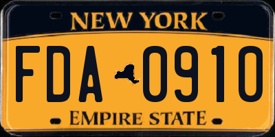 NY license plate FDA0910