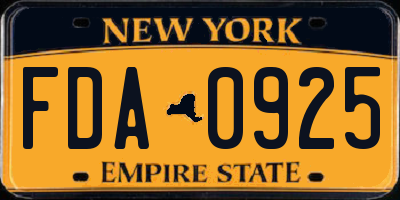 NY license plate FDA0925