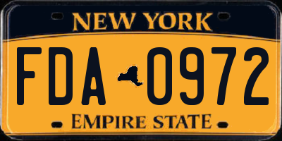 NY license plate FDA0972