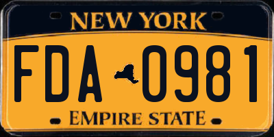 NY license plate FDA0981