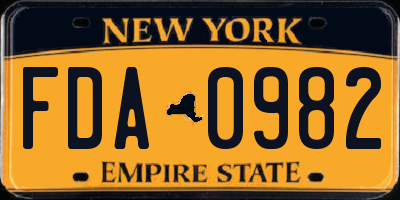 NY license plate FDA0982