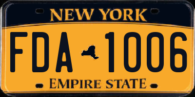 NY license plate FDA1006
