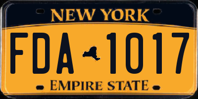NY license plate FDA1017