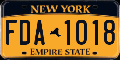 NY license plate FDA1018
