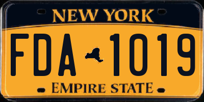 NY license plate FDA1019