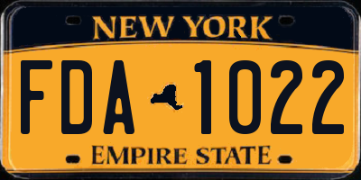 NY license plate FDA1022