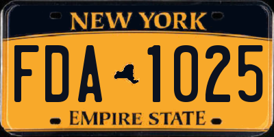 NY license plate FDA1025