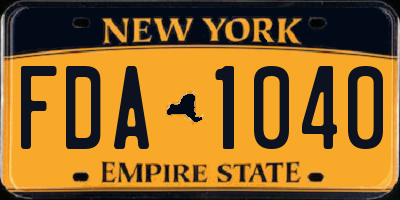 NY license plate FDA1040