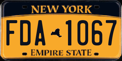 NY license plate FDA1067