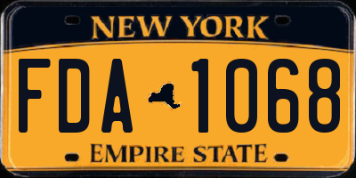 NY license plate FDA1068