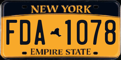 NY license plate FDA1078