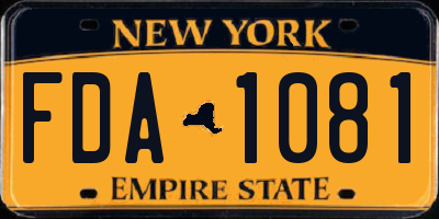 NY license plate FDA1081