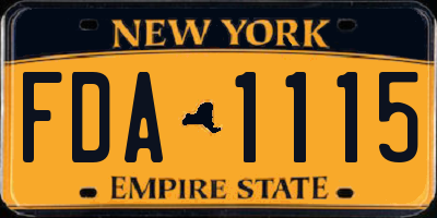 NY license plate FDA1115