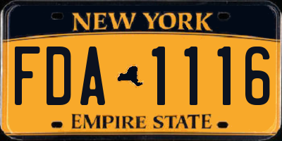 NY license plate FDA1116