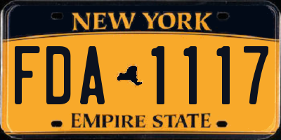 NY license plate FDA1117