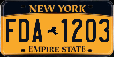 NY license plate FDA1203