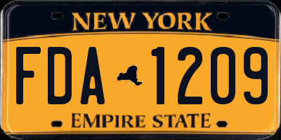 NY license plate FDA1209