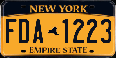 NY license plate FDA1223