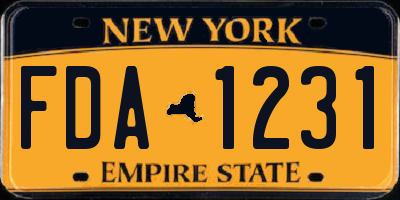 NY license plate FDA1231