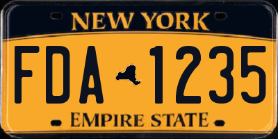 NY license plate FDA1235