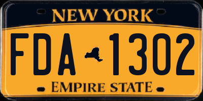 NY license plate FDA1302