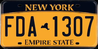 NY license plate FDA1307