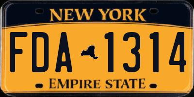 NY license plate FDA1314
