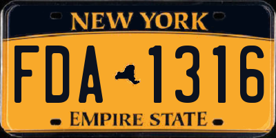 NY license plate FDA1316